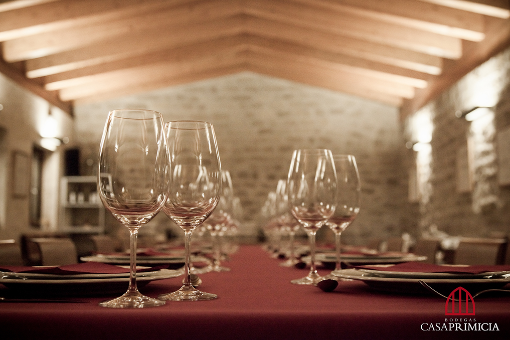 Interior de la Bodega Casa Primicia, el edificio civil más antiguo de Laguardia. Espacios acondicionados para celebración de eventos y celebraciones,